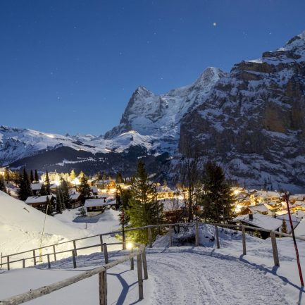 Mürren Dorf Winter, Wanderweg