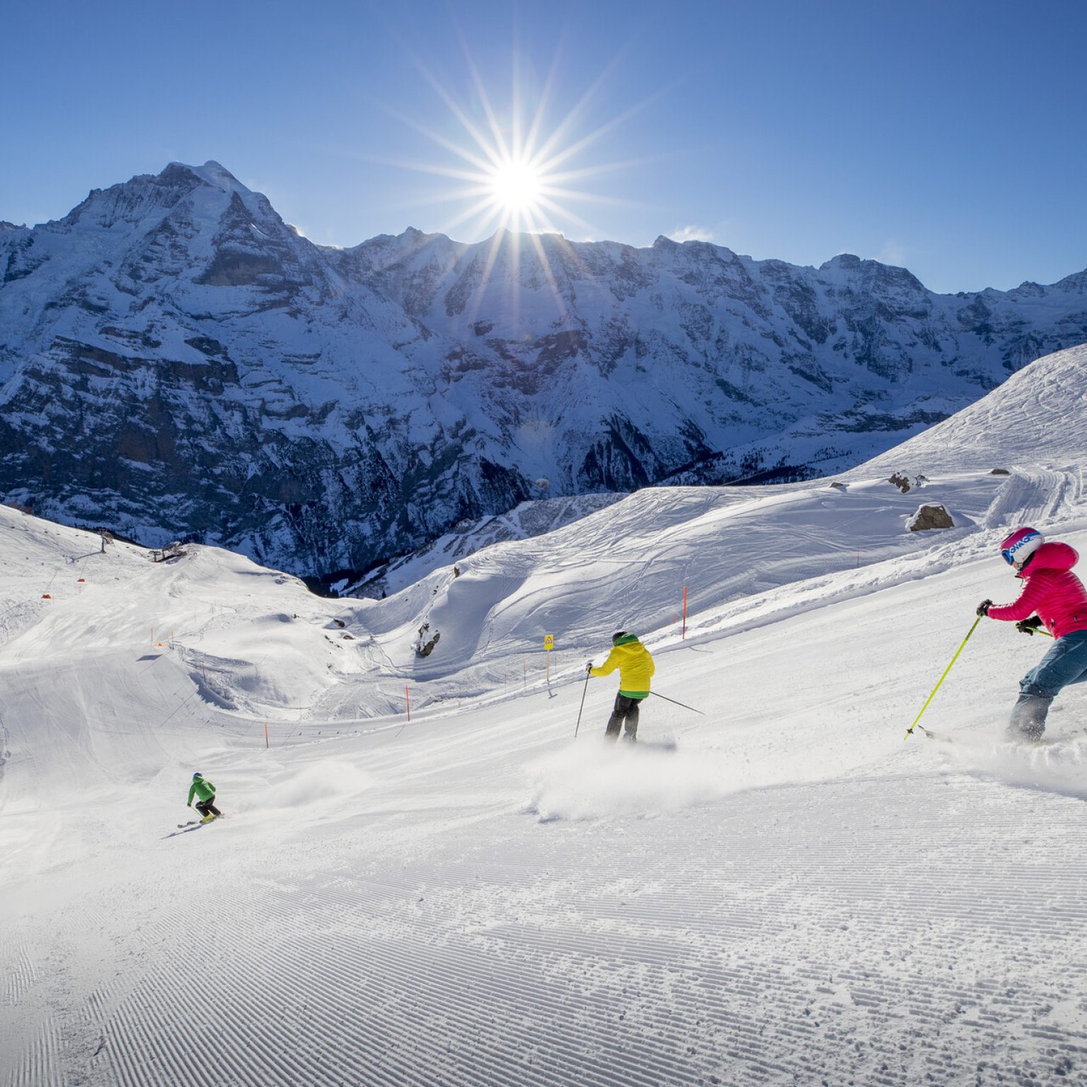 Ski adventure at Grindelwald First, Swiss Alps