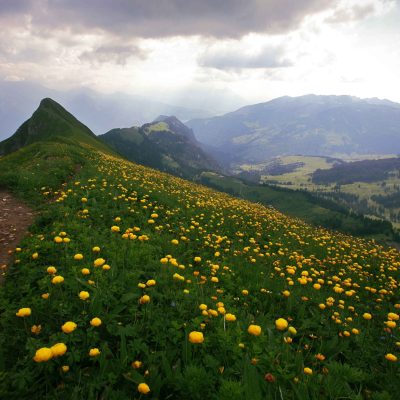 Scenic Swiss mountain hiking